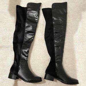 Croc Over The Knee High Boots